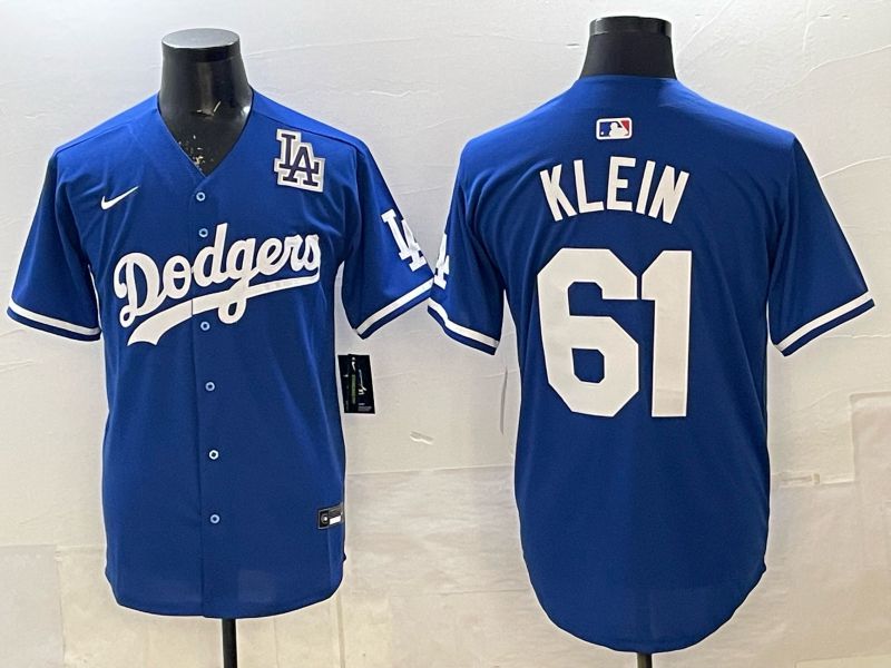 Men 2025 Nike Los Angeles Dodgers #61 Klein Blue Game MLB Jersey 019